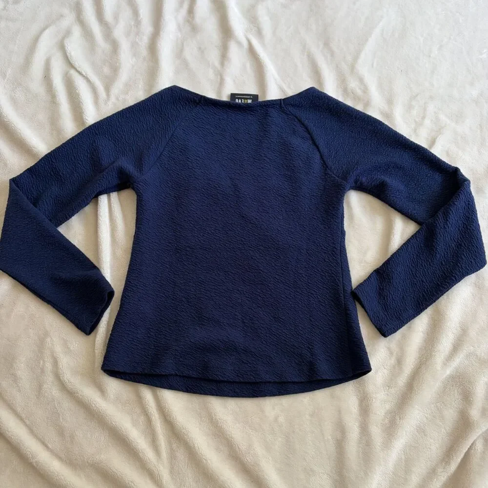 Anthropologie Maeve Navy Blue Knit Top Size XS